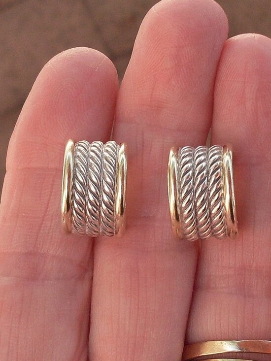 David Yurman Jewelry - Rare & Retired David Yurman Origami Hoop Earrings - DY Backs
